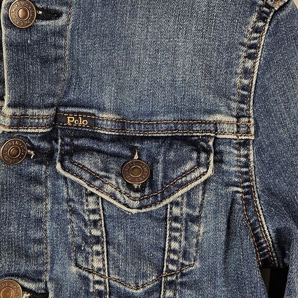 POLO RALPH LAUREN GIRLS AUTHENTIC BLUE DENIM GOODS TRUCKER JACKET – SIZE 7 – - Picture 4 of 11